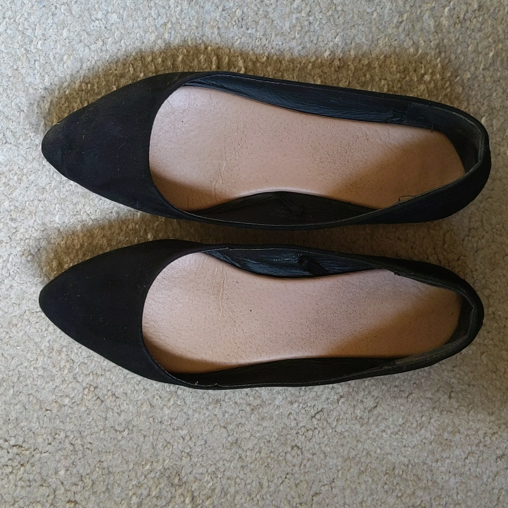 Primark Black Faux Suede Pointed Toe Flats